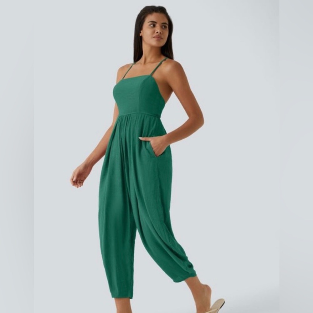 HALARA Green Jumpsuit Spaghetti Strap Romper